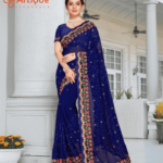 এক্সক্লুসিভ ইন্ডিয়ান ওয়েটলেস চিনিগুড়া এমব্রয়ডারি করা শাড়ি