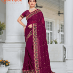 এক্সক্লুসিভ ইন্ডিয়ান ওয়েটলেস চিনিগুড়া এমব্রয়ডারি করা শাড়ি