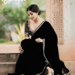 ট্রেডিশনাল লেইস ওয়ার্ক জর্জেট পার্টি শাড়ি