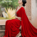 ট্রেডিশনাল লেইস ওয়ার্ক জর্জেট পার্টি শাড়ি