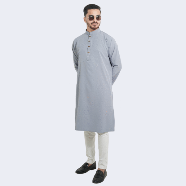 অ্যাশ কালার প্রিমিয়াম মাইক্রোস্টিজ সলিড পাঞ্জাবি - 46