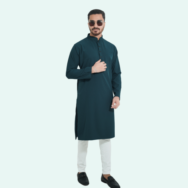 ডার্ক গ্রিন কালার প্রিমিয়াম মাইক্রোস্টিজ সলিড পাঞ্জাবি