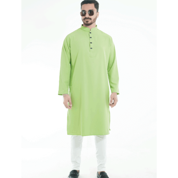 লেমন কালার প্রিমিয়াম মাইক্রোস্টিজ সলিড পাঞ্জাবি - 44