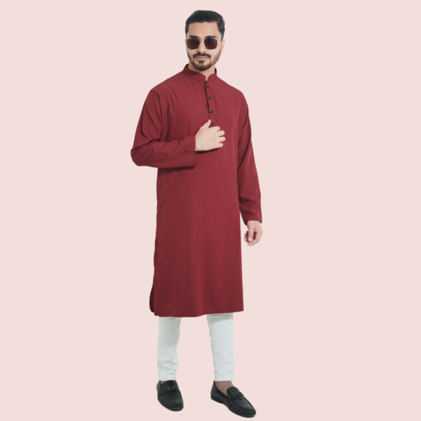 মেরুন কালার প্রিমিয়াম মাইক্রো স্টিচ সলিড পাঞ্জাবি - 42