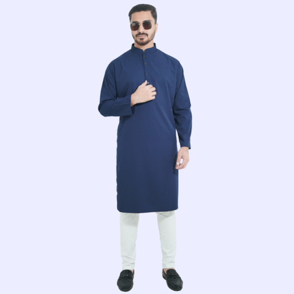 নেভি ব্লু কালার প্রিমিয়াম মাইক্রো স্টিচ সলিড পাঞ্জাবি