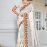 এক্সক্লুসিভ ওয়েটলেস জর্জেট এমব্রয়ডারি করা শাড়ি