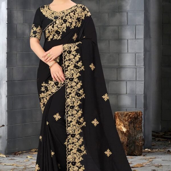 এক্সক্লুসিভ ওয়েটলেস জর্জেট এমব্রয়ডারি করা শাড়ি