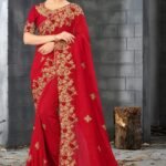 এক্সক্লুসিভ ওয়েটলেস জর্জেট এমব্রয়ডারি করা শাড়ি