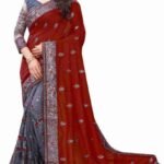 এক্সক্লুসিভ ওয়েটলেস জর্জেট এমব্রয়ডারি করা শাড়ি